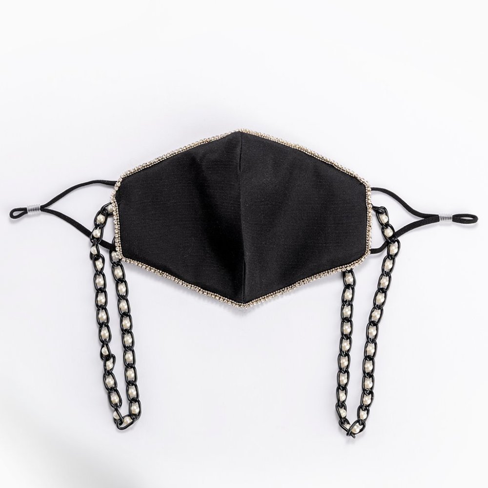 Black Luxury Face Mask with Chain